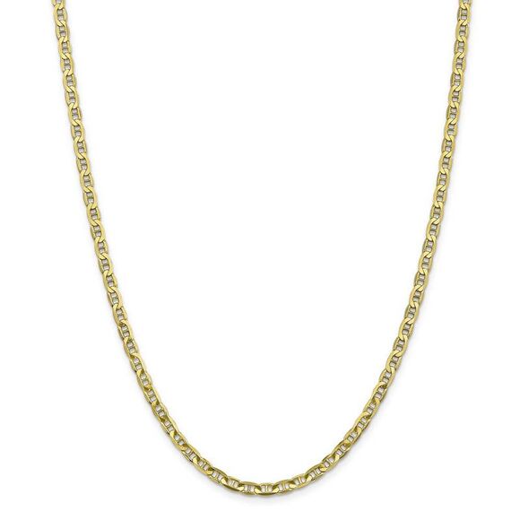 10k Yellow Gold 3.75mm Solid Concave Anchor Chain Necklace, 18 Inch